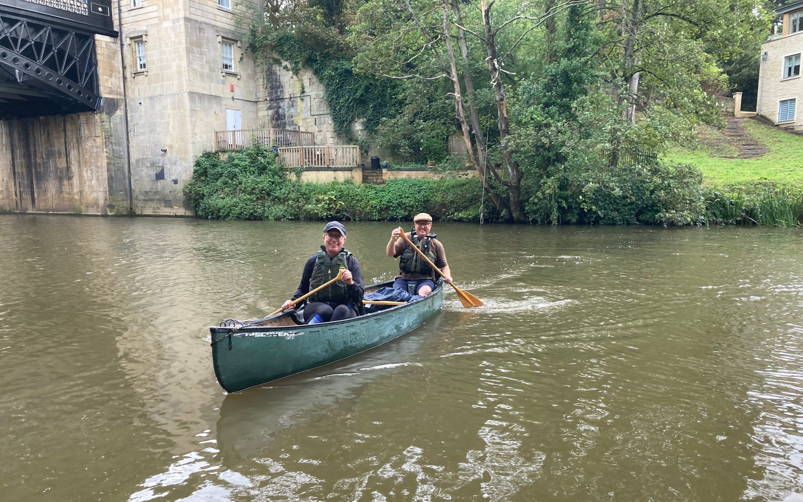 2 men in a canoe