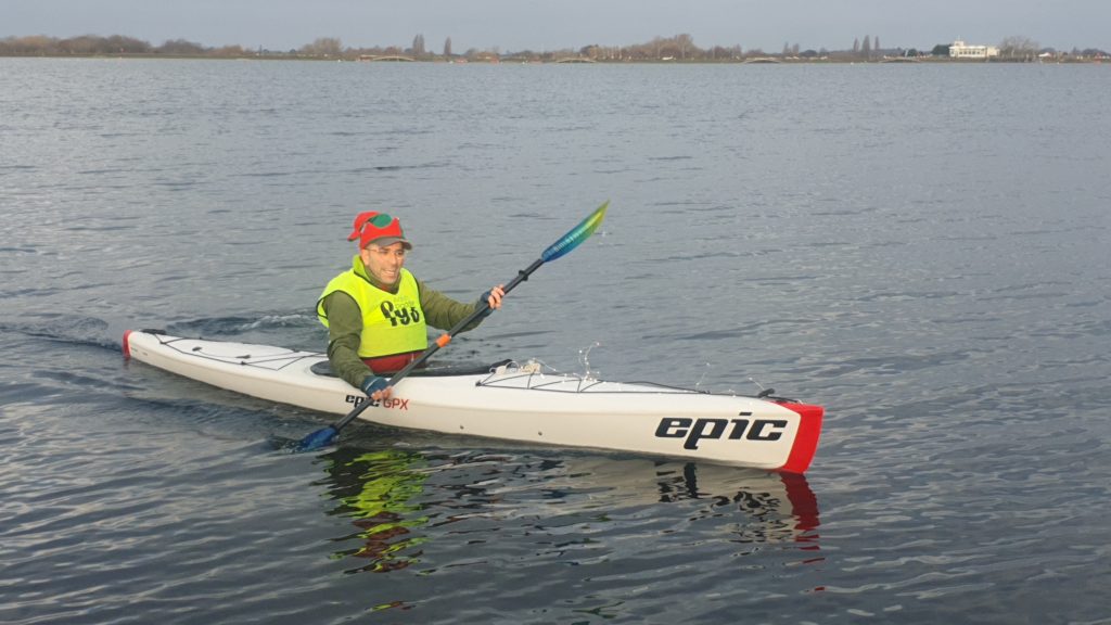 Giuseppe paddling hard
